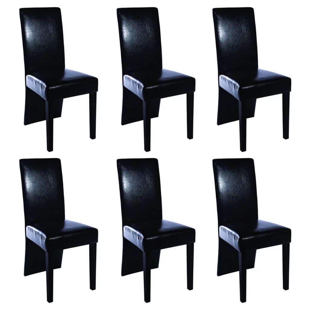 Shop 6 Black Dining Chairs Modern High Back Artificial Leather
