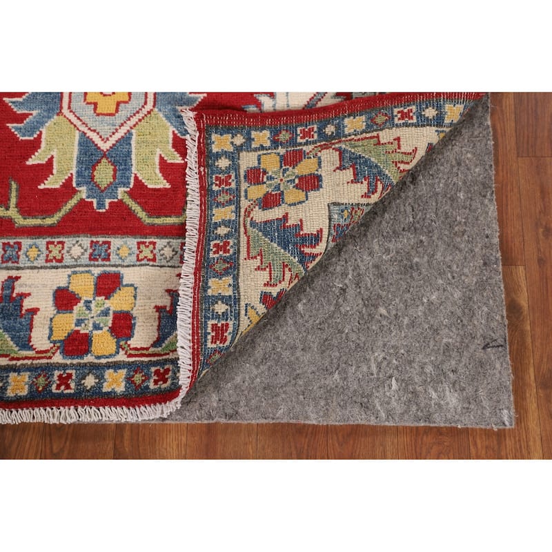 Traditional Kazak Foyer Rug Handmade Red Geometric Wool Carpet - 3'5" x 5'1"