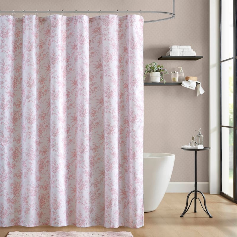 Laura Ashley Walled Garden Shower Curtain -- slub dobby 180gsm - 72x72" - Pink