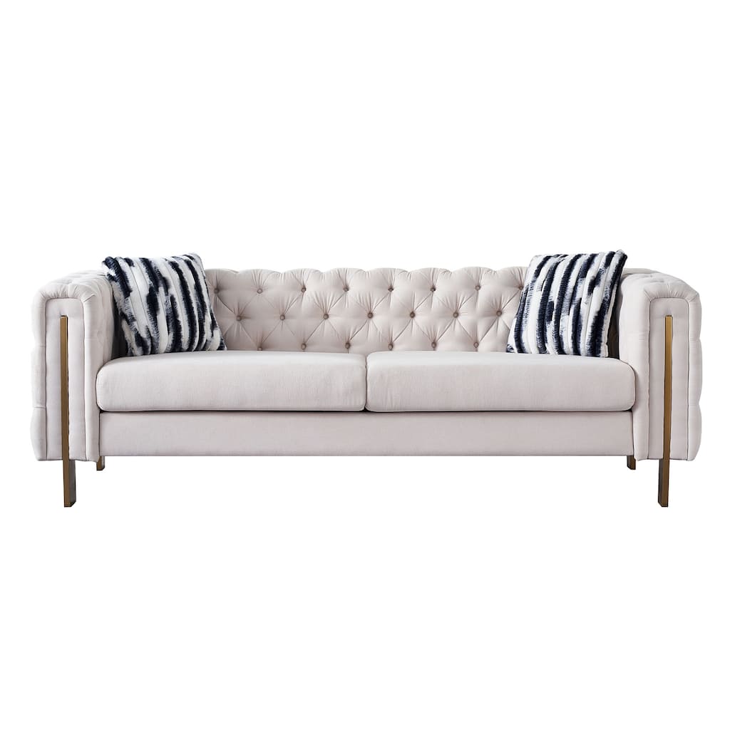 Modern Living Room Sofa Linen Square Arm Sofa