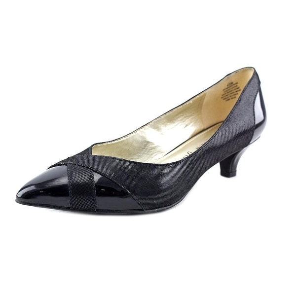 Anne Klein AK Maddy Rose Women Pointed Toe Canvas Black Heels