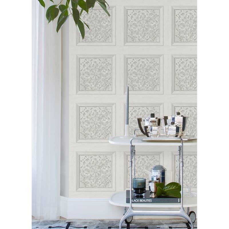 Carved Floral White Peel and Stick Wallpaper