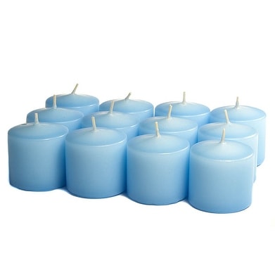 3 Boxes of Unscented Light Blue Votives 10 Hour Votive Candles Pack: 12 per box 1.5 in. diameter x 1.25 in. tall