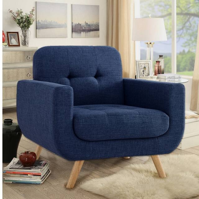 Juliana Tufted Linen Club Arm Chair By Moser Bay - Navy