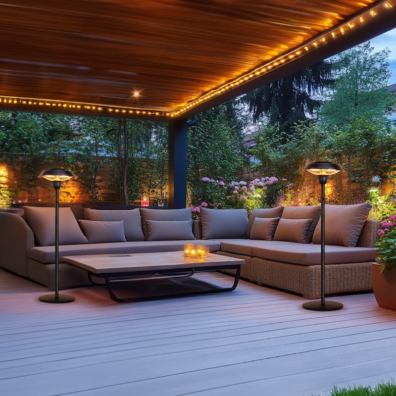 1500W Electric Freestanding Patio Heater, Infrared Heaters, Electric Outdoor Heater 5100 BTU - N/A