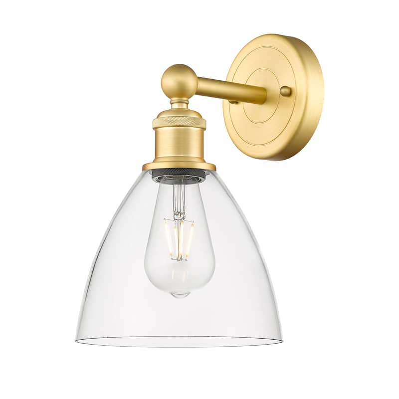 Innovations Lighting 616-1W-12-8 Bristol Sconce Bristol Glass 12" Tall - Satin Gold / Clear