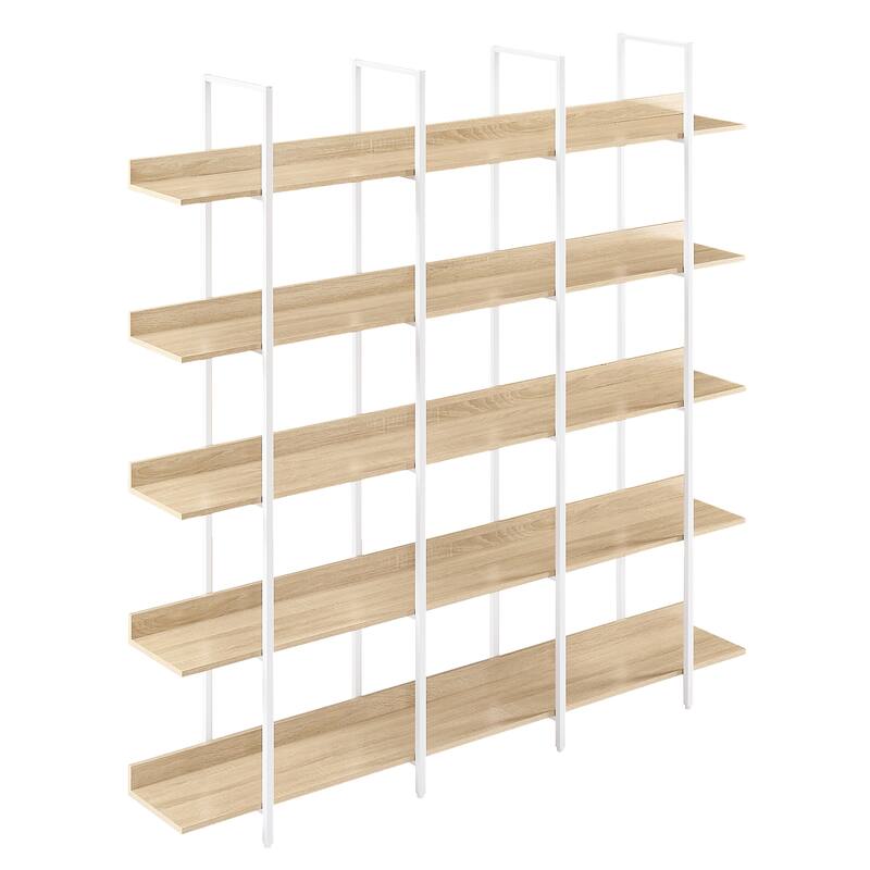 Roomfitters 5-Tier Office Bookcase, Industrial Bookshelf with Open Display Design, MDF Shelves and Metal Frame