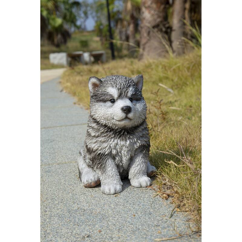6.5" Sitting Malamute Puppy Outdoor Garden Statue