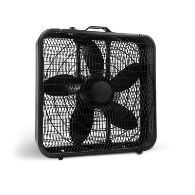20" 3-Speed Box Fan for Full-Force Air Circulation with Air Conditioner, Black