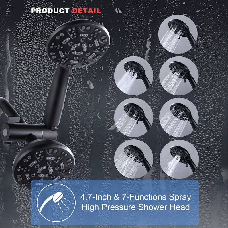 WOWOW 7-spray Wall Mount Dual Shower Head Faucet