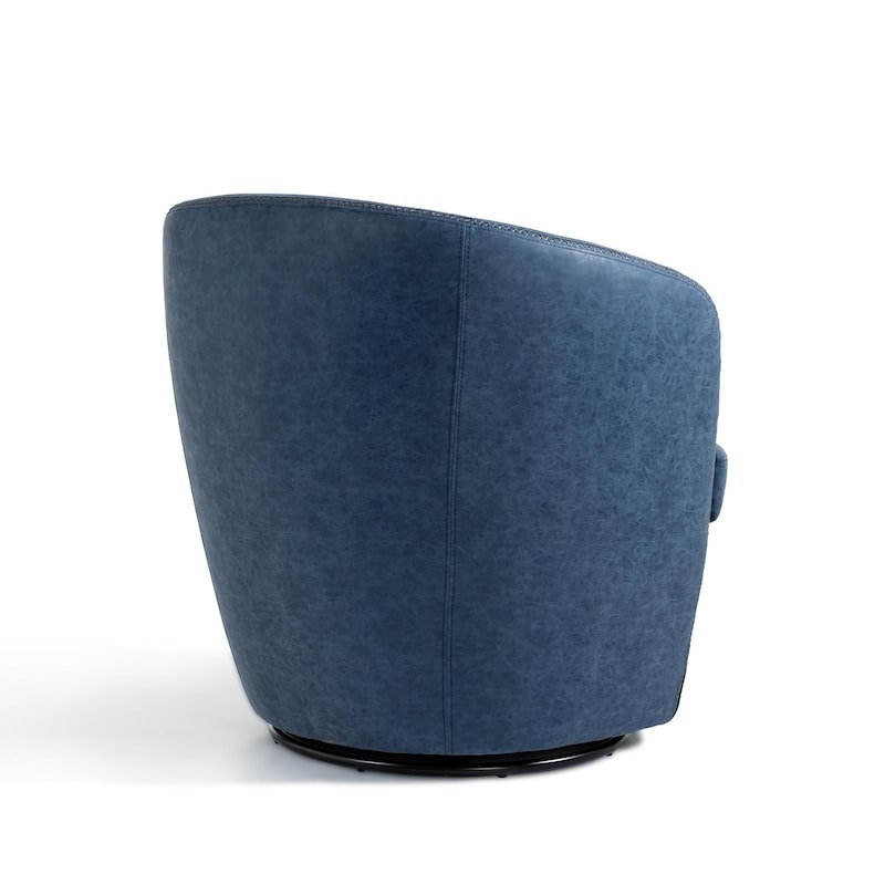 32" Wide PU Leather Swivel Barrel Chair with Metal Rotary Base (Set of 2)