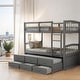 preview thumbnail 1 of 10, Multifunctional Trundle Bunk Bed with Drawers Grey