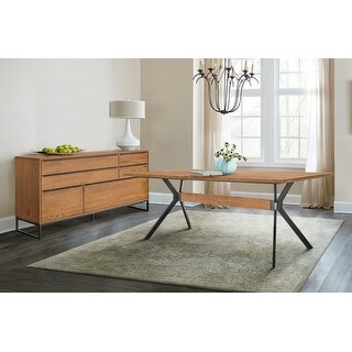 Nevada 79" Oak Wood Dining Table with Trestle Base - Bed Bath & Beyond ...