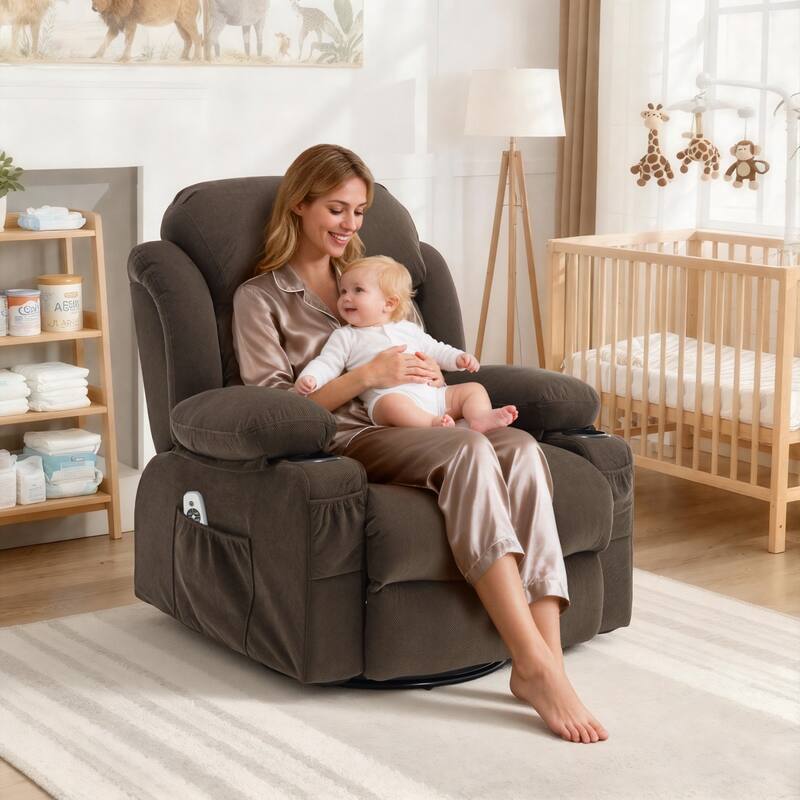 360 Degree Swinging Rotating Recliner - Brown