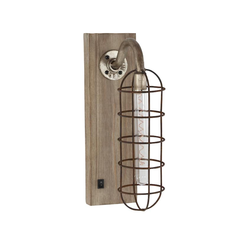Metal Geometric Battery Operated Room Accent Lamp with Included Fixed LED Light - Brown - Roche River Decor