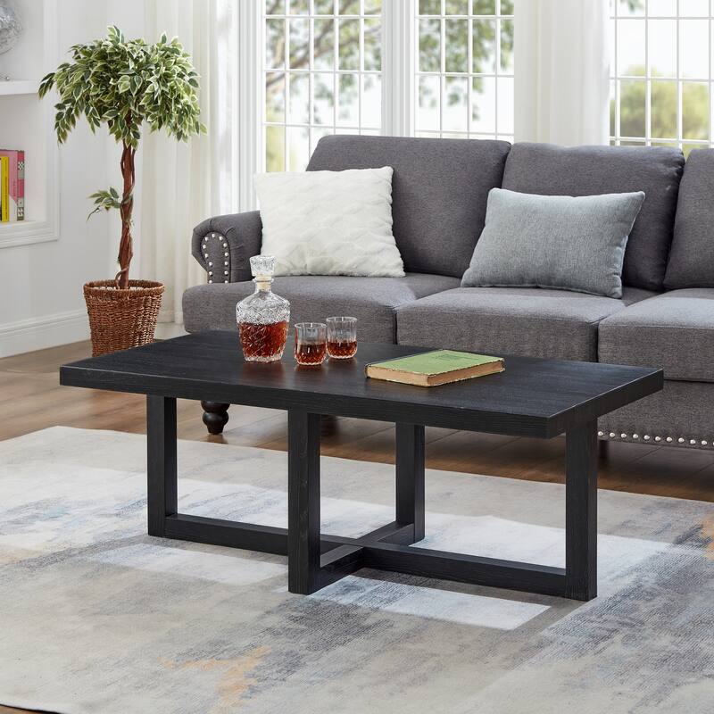 Roundhill Furniture Luno Contemporary Coffee Table - Black