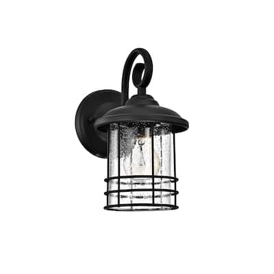 Black/Brown Plug-in Outdoor Wall Lantern Sconce Porch Light With Clear Glass(2-Pack)