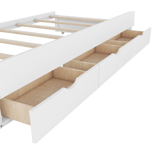 Wooden Captains Bed Platform Bed with Trundle, Bookcase, Drawers
