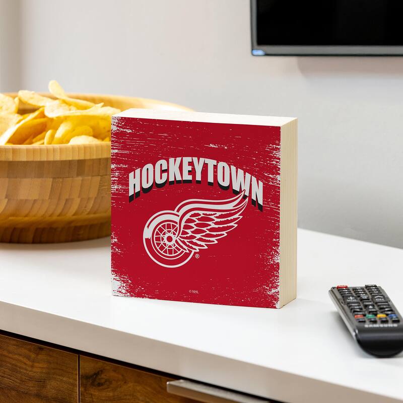 Detroit Red Wings Wooden Tabletop Mantel Shelf Sign - 6" x 6"