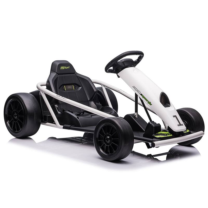 24V Electric Dual 300w Motors Go Kart Ride on Car Toy for Kids, White - White