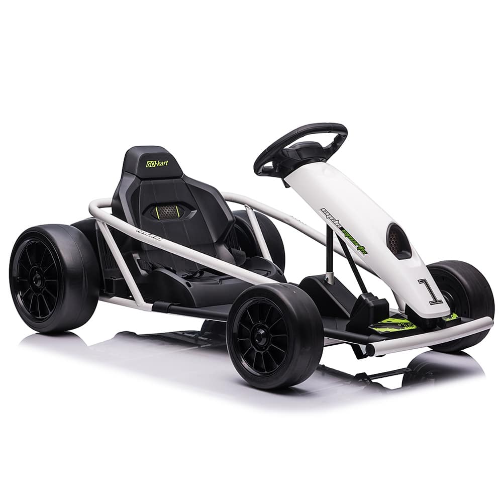 24V Electric Dual 300w Motors Go Kart Ride on Car Toy for Kids, White