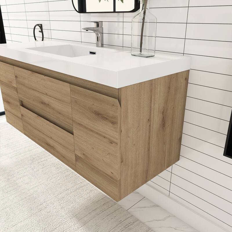 Floating Bathroom Vanity with Integrated Resin Top
