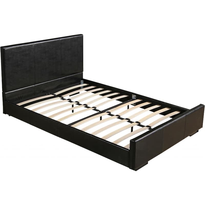 HomeRoots Black Faux Leather King Bed Frame