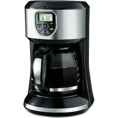 12 Cup Digital Coffee Maker in Black and Silver with Auto Clean Feature