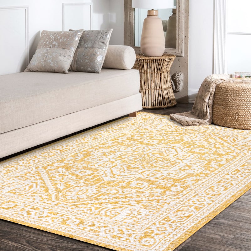 JONATHAN Y Rozetta Medallion Textured Weave Indoor/Outdoor Area Rug