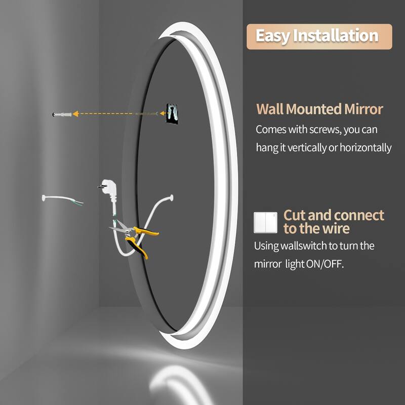 Oval LED Light Bathroom Mirror Touch Sensor