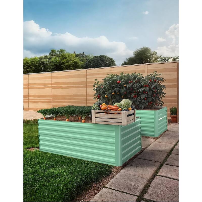 Galvanized Raised Garden Bed, Deep Root Planter Box for Vegetables, Flowers - Green - 6x3x2ft