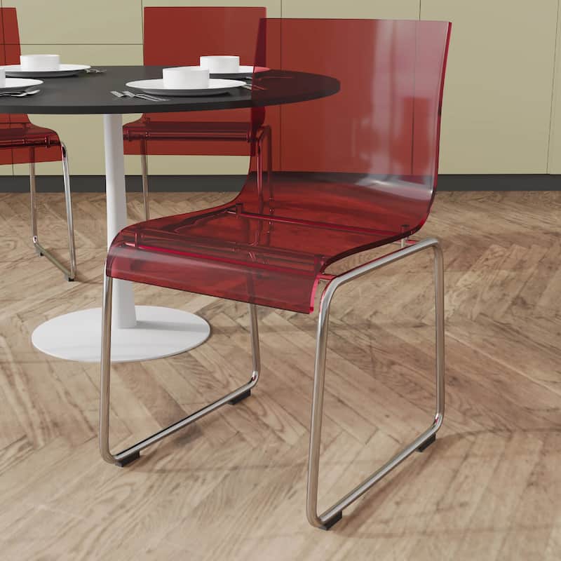 Lima Modern Transparent Acrylic in Chrome Steel Frame Dining Chair