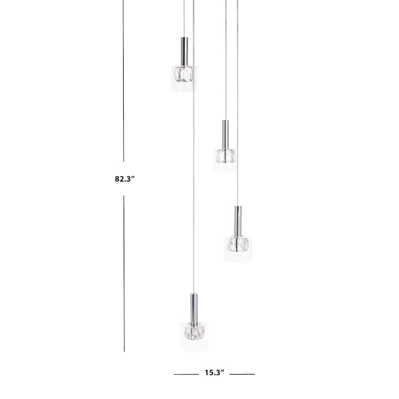 SAFAVIEH Lighting Eban Pendant - 15.3"x15.3"x52.28-82.28"