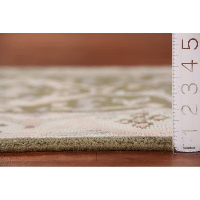 Green Oushak Oriental Runner Rug Handmade Wool Carpet - 2'6"x 9'8"