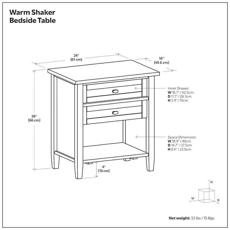 WYNDENHALL Norfolk 24 inch Wide Transitional Bedside Nightstand Table - 24 Inches wide