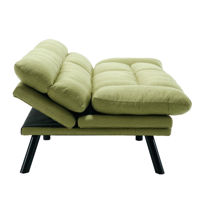 70.08" 2-Seater Sofa Bed, Linen, Microsuede, Teddy