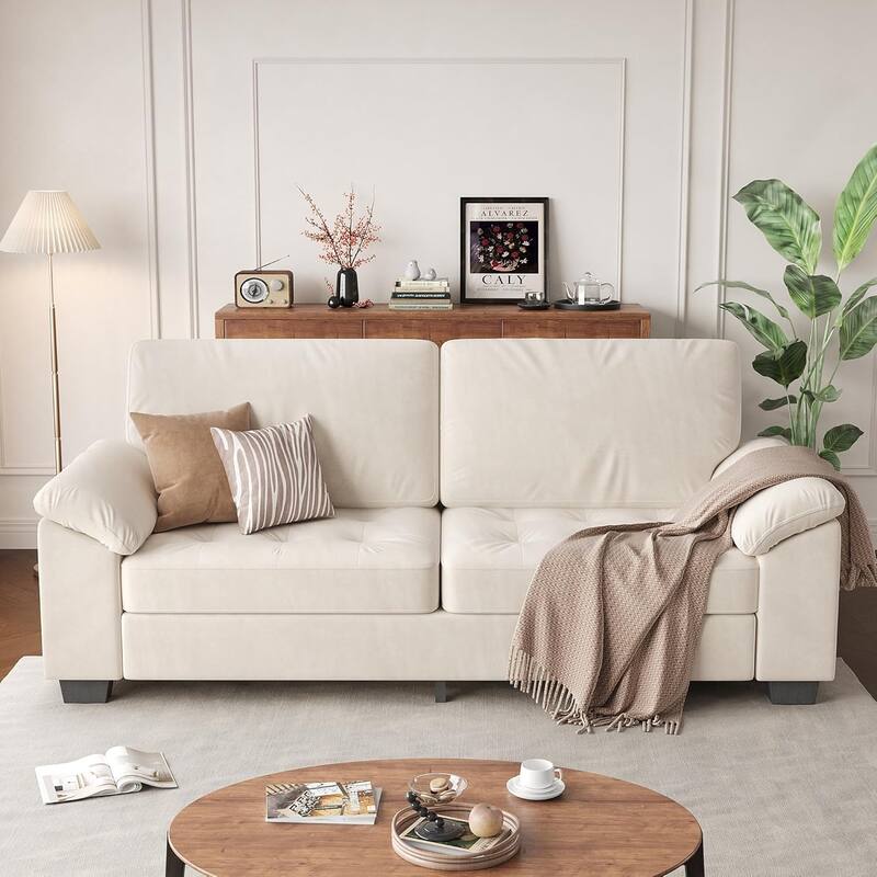 Velvet Upholstered Loveseat with Soft Spacious Armrests, Washable Cushion Covers