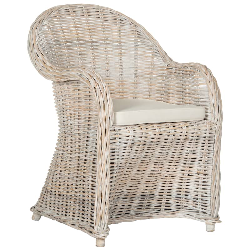 SAFAVIEH Callista White Washed Wicker Club Chair - 24" x 26" x 35"