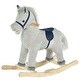 preview thumbnail 1 of 8, Kids Rocking Horse for Toddler 3-5, Plush Ride on Horse Wooden Rocker with Realistic Sounds, Gray - Light Gray Light Gray