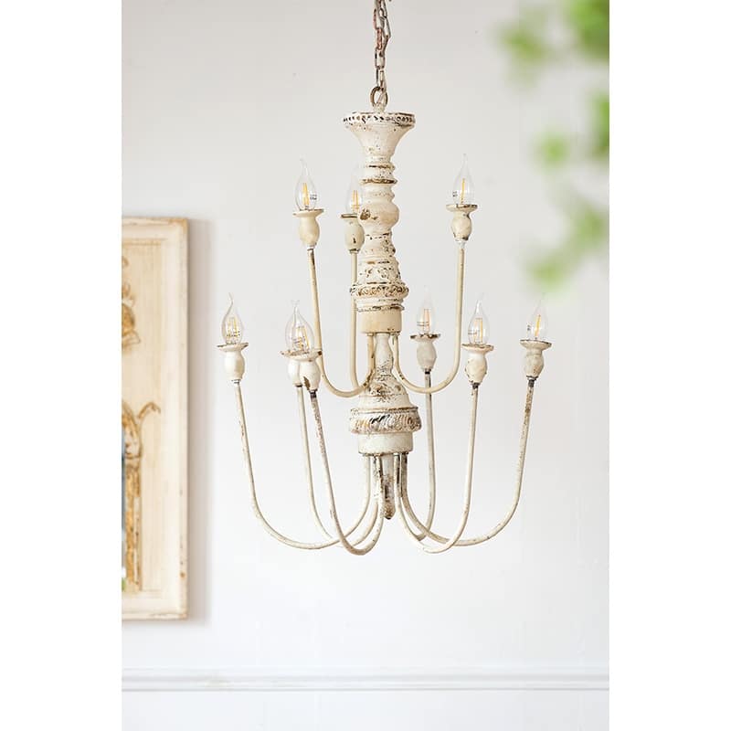 French Country Candle-style Metal Chandelier, Royal Farmhouse Iron Chandelier