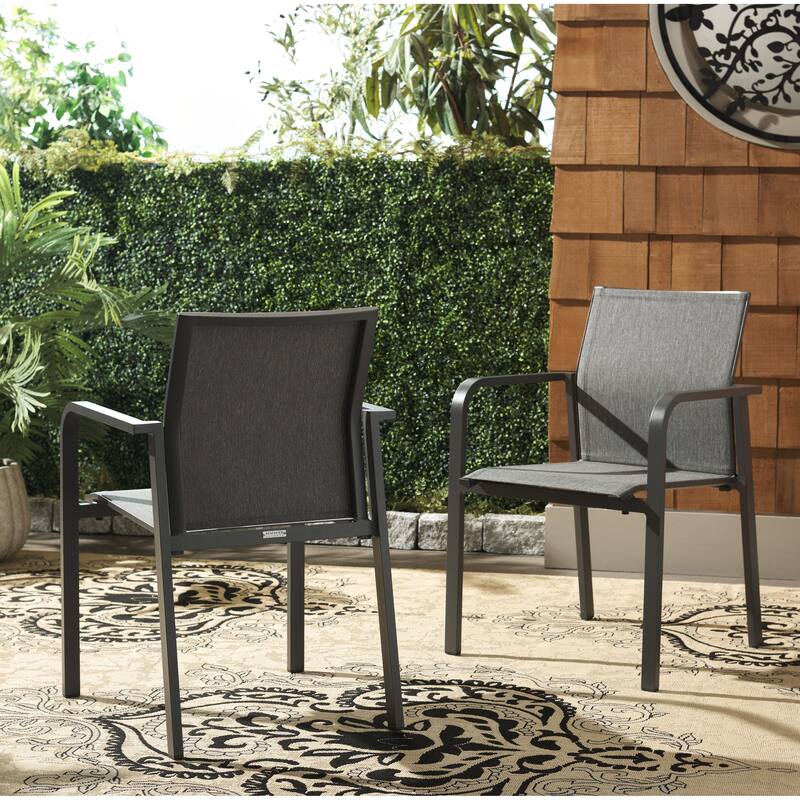 SAFAVIEH Outdoor Patio Furniture Dexter Armchair (Set of 2), Fully Assembled - 22"W x 24"D x 33"H