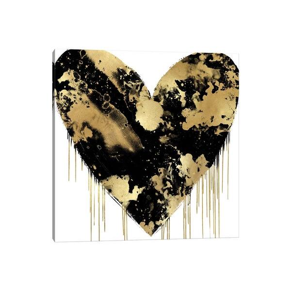 slide 2 of 7, iCanvas "Big Hearted Black and Gold" by Lindsay Rodgers Canvas Print