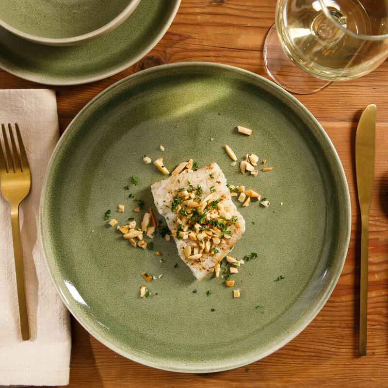 Gibson Elite Manila Bay 16-Piece & 12-Piece Stoneware Reactive Glaze Modern Artisan Dinnerware Set, Service for 4