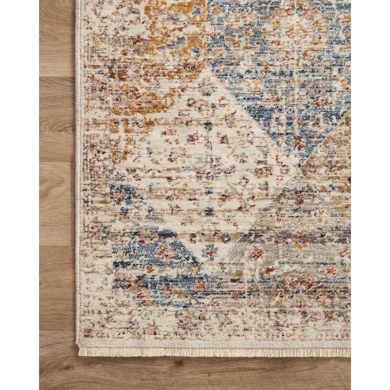 Alexander Home Anniki Traditional Diamond Area Rug with Micro Fringe