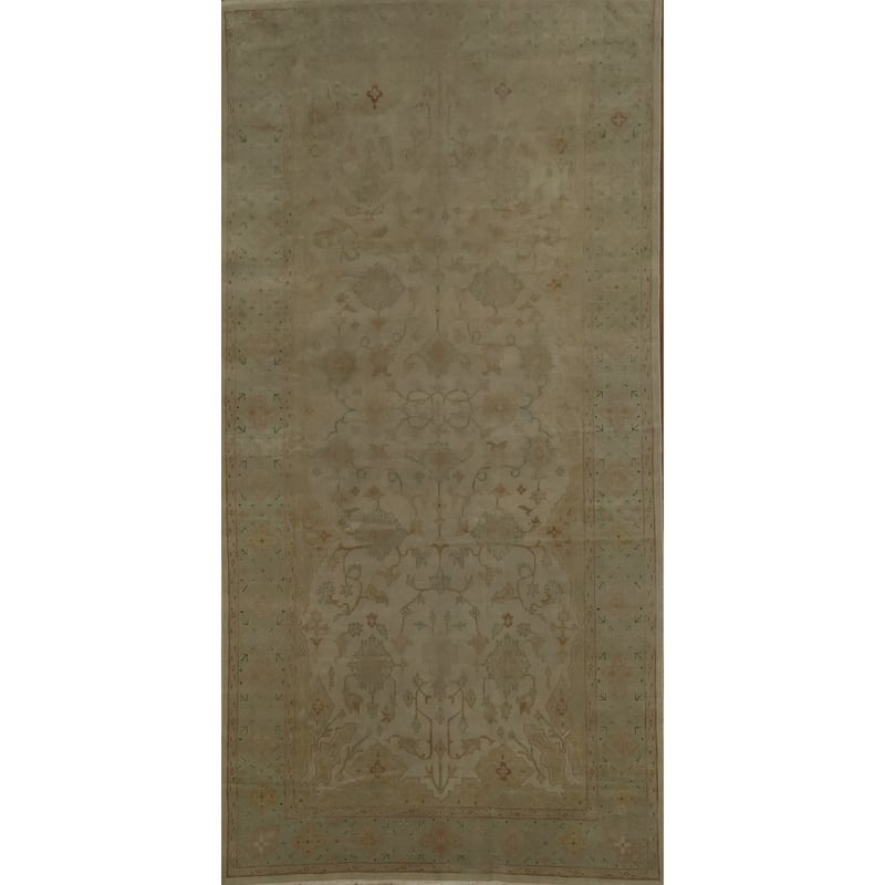 Hand Knotted Oriental 100% Wool Carpet Traditional Floral Beige & Ivories Ziegler Area Rug - 16' 8'' X 8' 0''