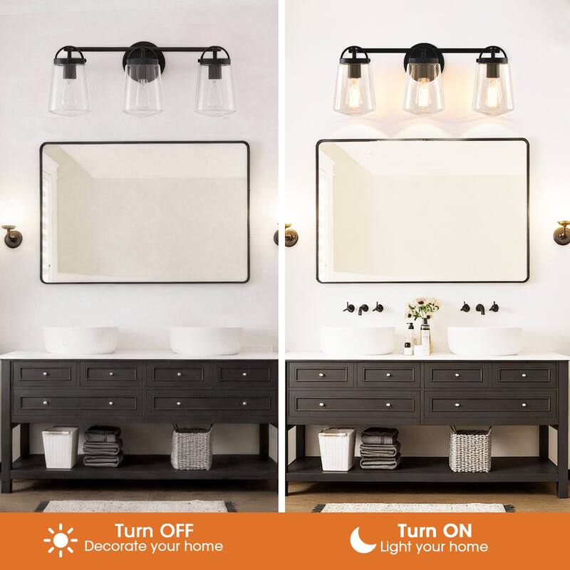 22" Modern 3-Light Glass Bathroom Vanity Wall Light Sconce
