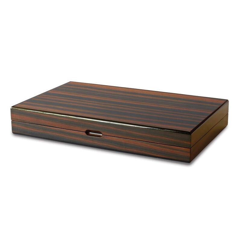 Curata Backgammon Set in High Gloss Ebony Finish Wood Case