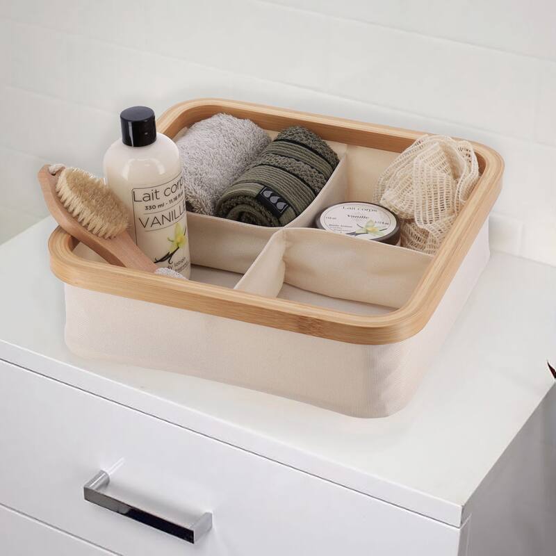 Square Foldable Storage Basket 4-Compartment - 12 L x 12 W x 4 H
