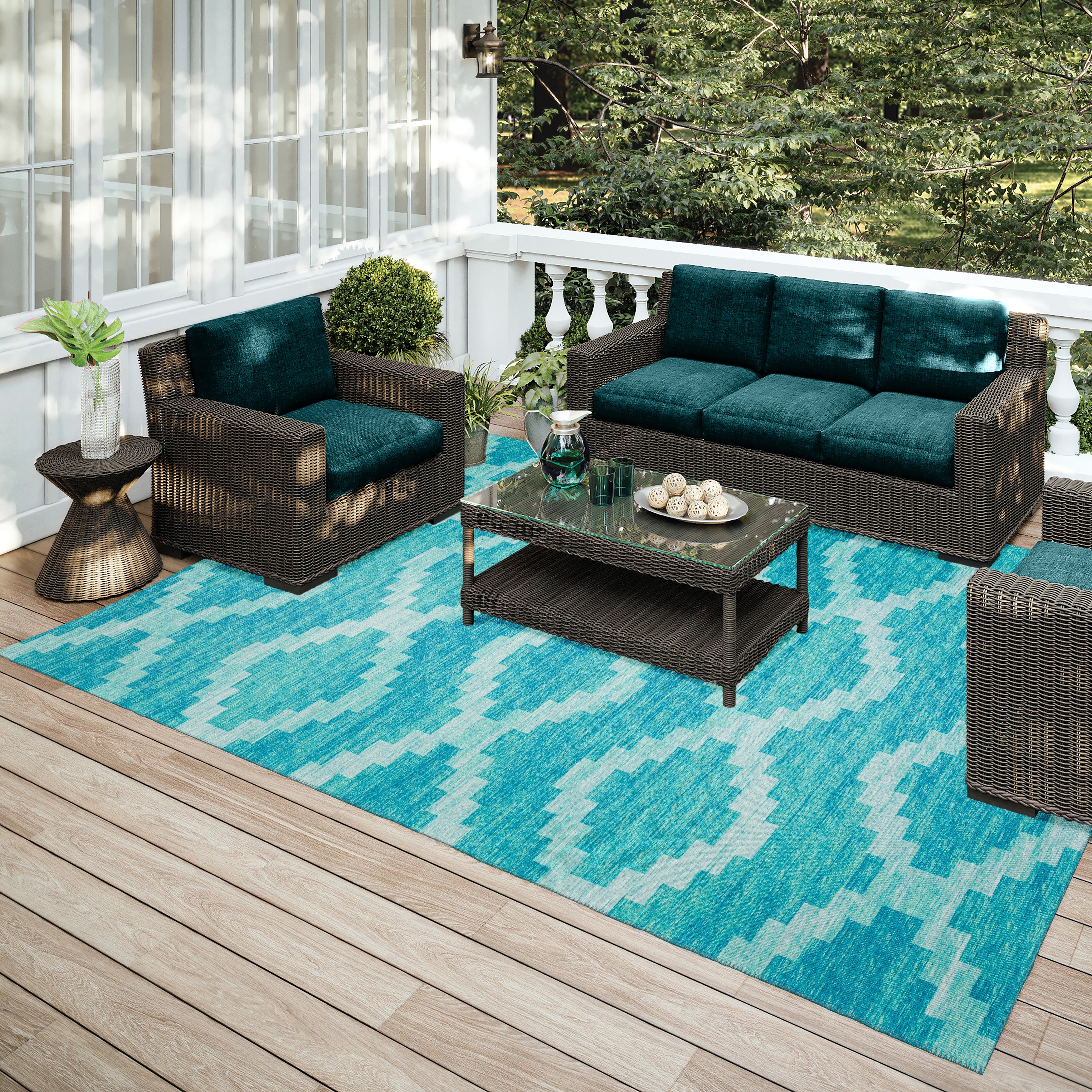 Indoor/ Outdoor Addison Yuma Southwest Chevron Washable Area Rug