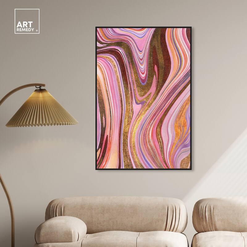 Art Remedy Doll Memories - Pink Geode Framed Mineral, Agate & Geode 1 Piece Canvas Wall Art